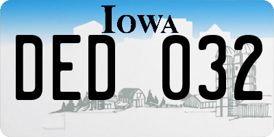 IA license plate DED032