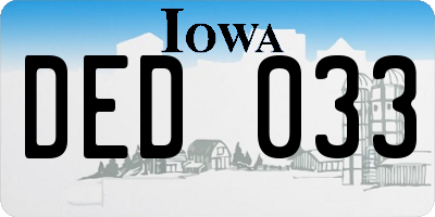 IA license plate DED033