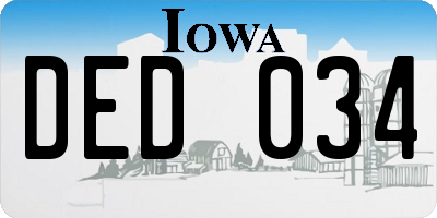 IA license plate DED034