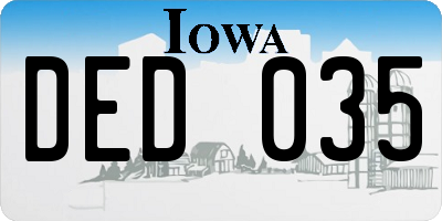 IA license plate DED035
