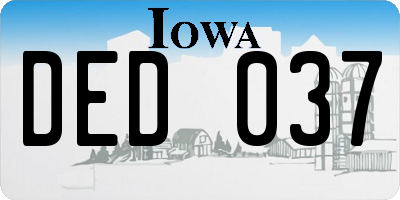 IA license plate DED037