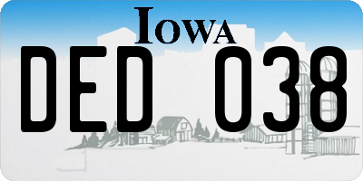 IA license plate DED038