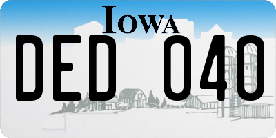 IA license plate DED040
