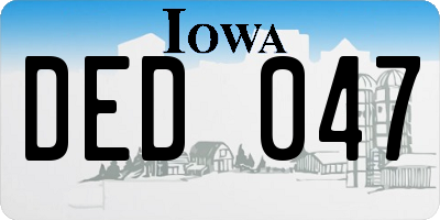 IA license plate DED047