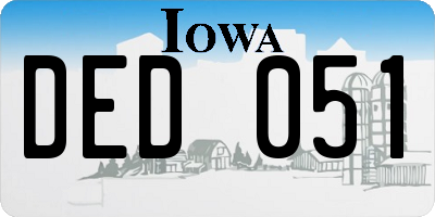 IA license plate DED051