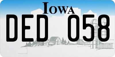 IA license plate DED058