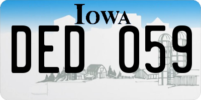 IA license plate DED059