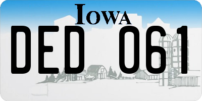 IA license plate DED061