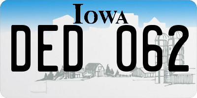 IA license plate DED062