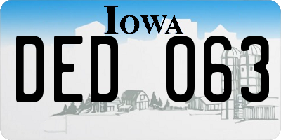 IA license plate DED063