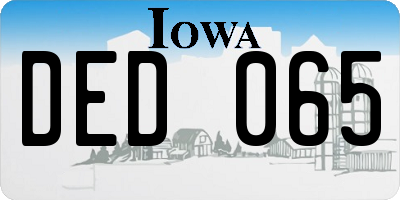 IA license plate DED065