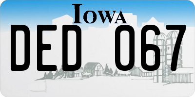 IA license plate DED067