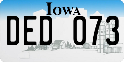 IA license plate DED073
