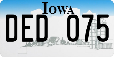 IA license plate DED075