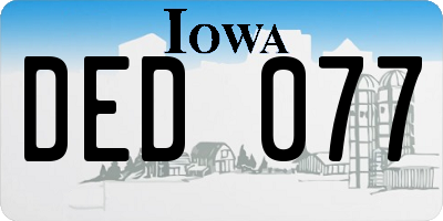 IA license plate DED077
