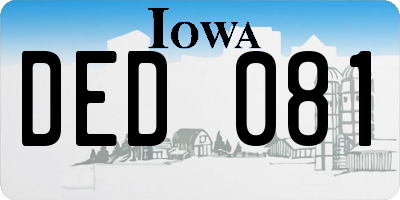 IA license plate DED081