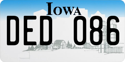 IA license plate DED086