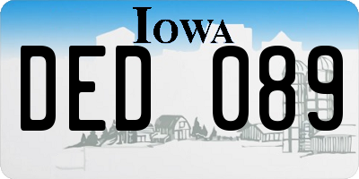IA license plate DED089