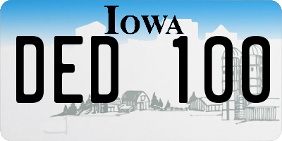 IA license plate DED100