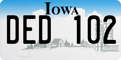 IA license plate DED102