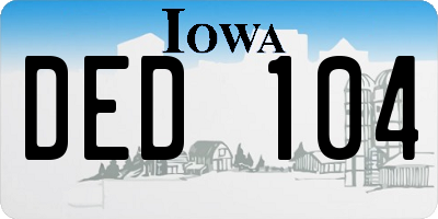 IA license plate DED104