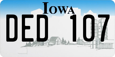 IA license plate DED107