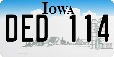 IA license plate DED114