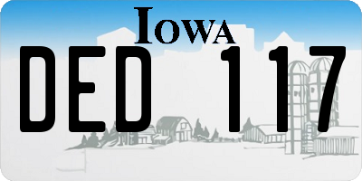 IA license plate DED117