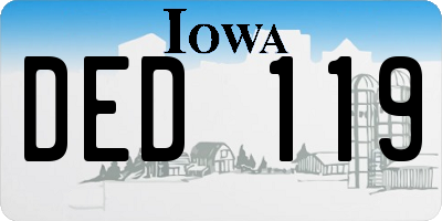 IA license plate DED119