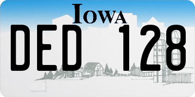 IA license plate DED128