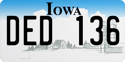 IA license plate DED136