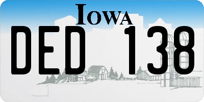 IA license plate DED138