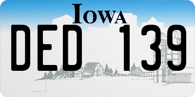 IA license plate DED139