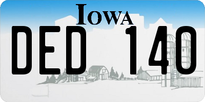 IA license plate DED140