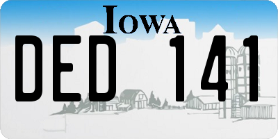 IA license plate DED141