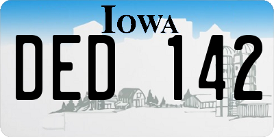 IA license plate DED142