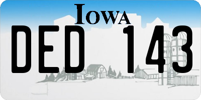 IA license plate DED143