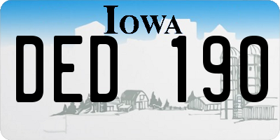 IA license plate DED190