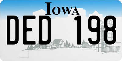 IA license plate DED198