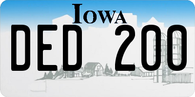 IA license plate DED200