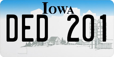 IA license plate DED201