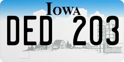 IA license plate DED203