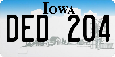IA license plate DED204