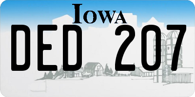 IA license plate DED207