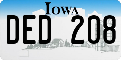 IA license plate DED208