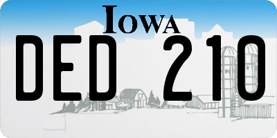 IA license plate DED210