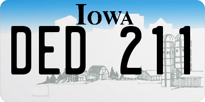 IA license plate DED211