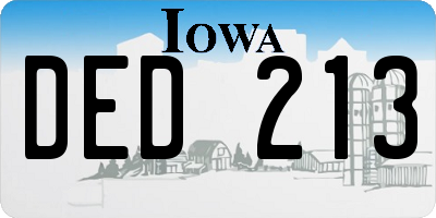 IA license plate DED213