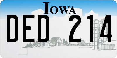 IA license plate DED214