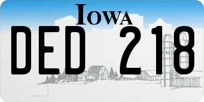 IA license plate DED218